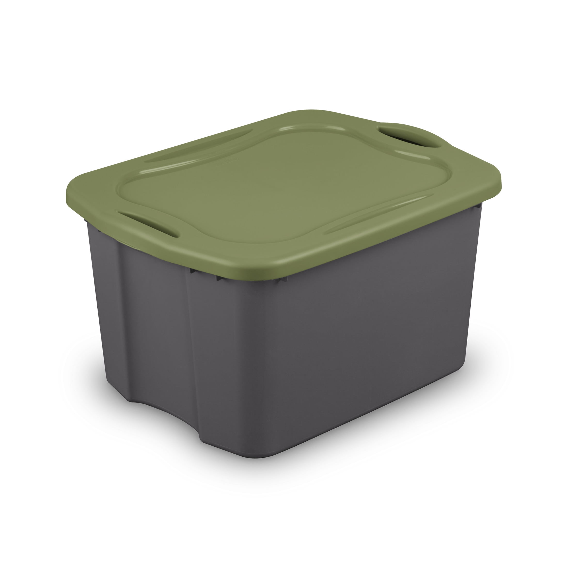 (2 pack) Sterilite EZ Carry 17.5 Gallon Large Storage Bin, Clear Plastic Storage Container with Full-Grip Handles, Gray
