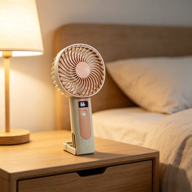Ventilador portátil de mano con carga USB, pequeño ventilador de escritorio para viajes al aire libre, oficina y hogar: mini ventilador de 3 velocidades con batería recargable integrada.