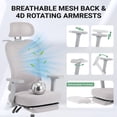 thumbnail image 5 of Homall Ergonomic Office Chair with Footrest, High Back Mesh Computer Desk Chair with Adjustable Headrest, Armrest & Back Support, Gray, 5 of 7