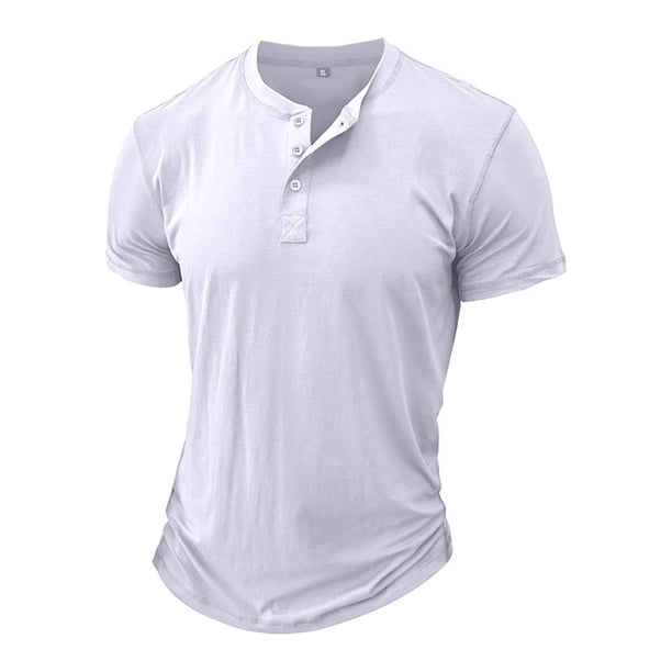pstuiky Camisas de vestir de manga corta para hombre, Camiseta de manga corta para hombre, estilo informal, lisa, con cuello vuelto, botones y blusa camisas casuales para hombre m