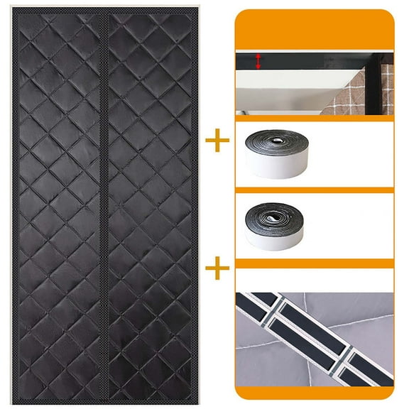 Thermal Insulation Cover Blanket, Size 79" x 34", Upgraded Oxford Cloth Filled with Thicken Cotton, Insulated Door Curtain for Winter/French/Patio/Sliding Glass Doors, Black