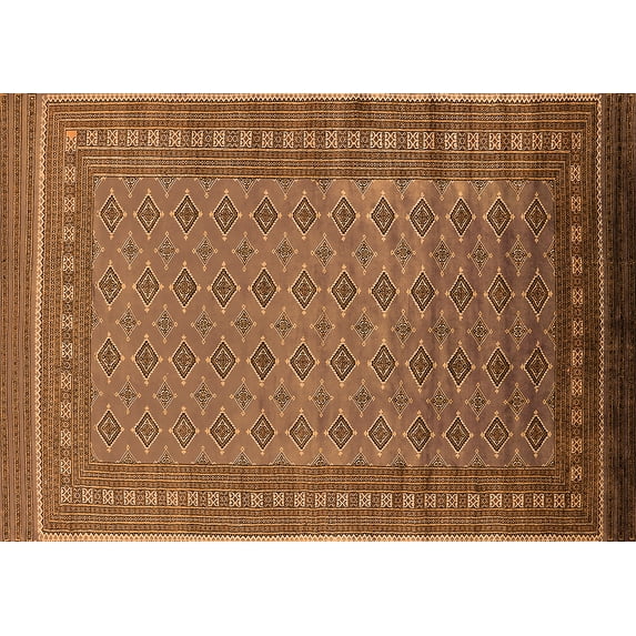Ahgly Company Indoor Rectangle Oriental Orange Industrial Area Rugs, 7' x 10'