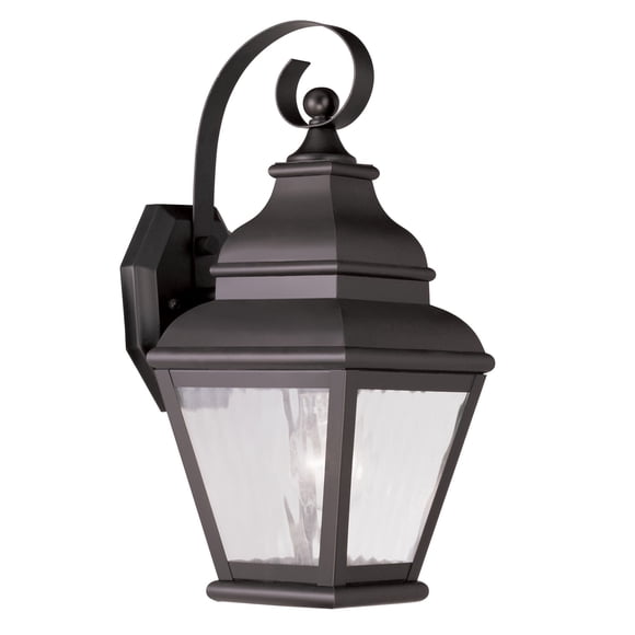 Livex Lighting Exeter 1-Light Outdoor Wall Lantern in Bronze with Water Glass