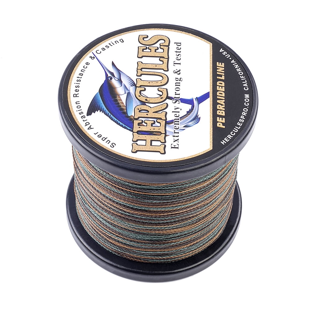 HERCULES Super Strong 500M 547 Yards Braided Fishing Line 100 LB Test for Saltwater Freshwater PE Braid Fish Lines 4 Strands - Camouflage, 100LB (45.4KG), 0.55MM