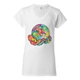 thumbnail image 2 of Wild Bobby Rainbow Painted I've Got The Whole World Dean Russo Design Inspirational/Christian Women Standard V-Neck Tee, White, XX-Large, 2 of 6