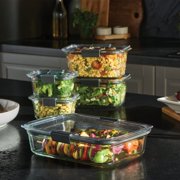 Rubbermaid Brilliance Glass Set of 3 Food Storage Containers with Latching Lids, Plastic Food Storage Containers with Easy Find Lids, Great for Leftovers, Meal Prep & Organization