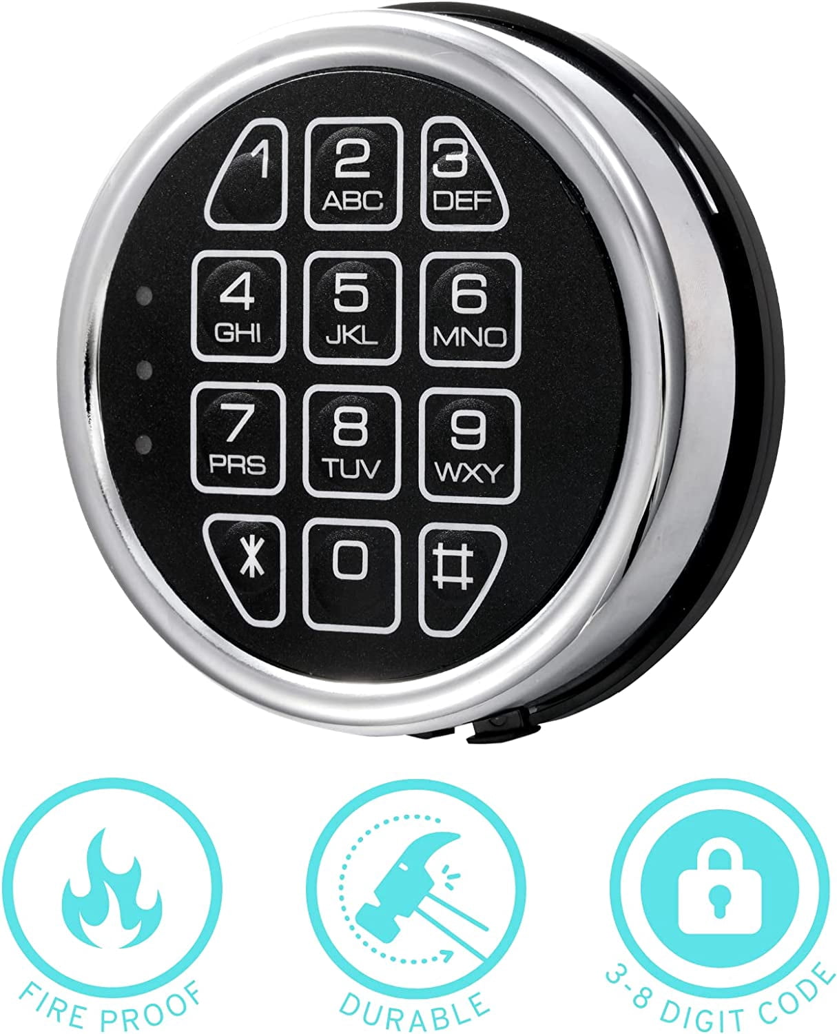 WAH LIN PARTS Gun Safe Locks Replacement with Solenoid Safe Lock Mechanism, Digital Chrome Keypad DIY Safe Electronic Lock Fits Most Safes