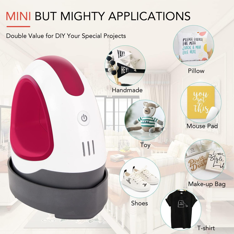 HTVRONT Mini Heat Press Machine, Portable Iron Press for Heating Transfer Objects