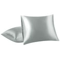 thumbnail image 6 of PiccoCasa Satin Pillowcases, 43 x 63cm Luxury with Envelope Set of 2 Silver Grey, 6 of 7