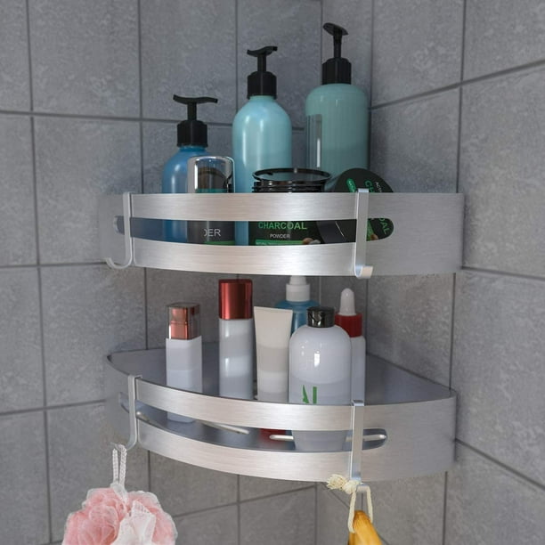 Douche sans perçage en aluminium, rangement de salle de bain résistant à la  rouille, étagère de