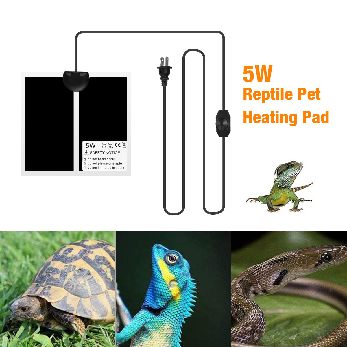 1x Pet Reptile Heater Under Tank Heating Pad Pet Warming Heat Mat Pet Pads Gifts 