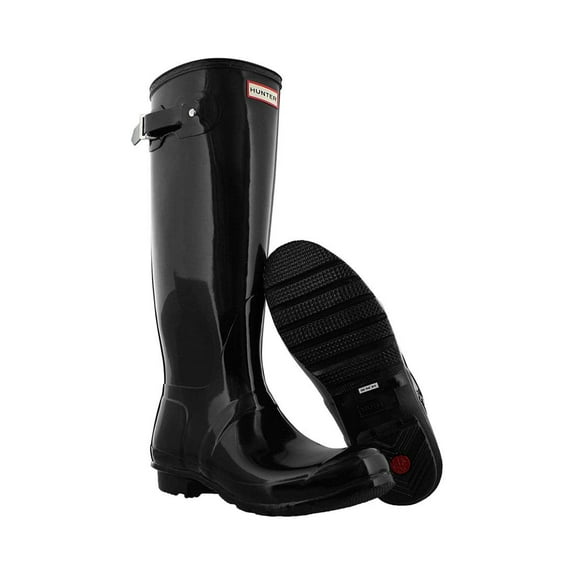 Hunter Women’s Original Tall Gloss Rain Boots, Black, Waterproof Rubber Boots, Size 6 US (5 AU)