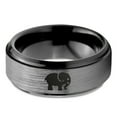 thumbnail image 2 of Tungsten Elephant Animal 2D Style Art Band Ring 8mm Men Women Comfort Fit Black Step Bevel Edge Brushed Gray Polished, 2 of 4