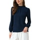 thumbnail image 4 of CAMISA DE CHIFFON CHIC INSPIRADA PARA MUJERES, OFICINA, CUELLO ALTO, MANGA LARGA, BLUSA XS AZUL OSCURO, 4 of 5