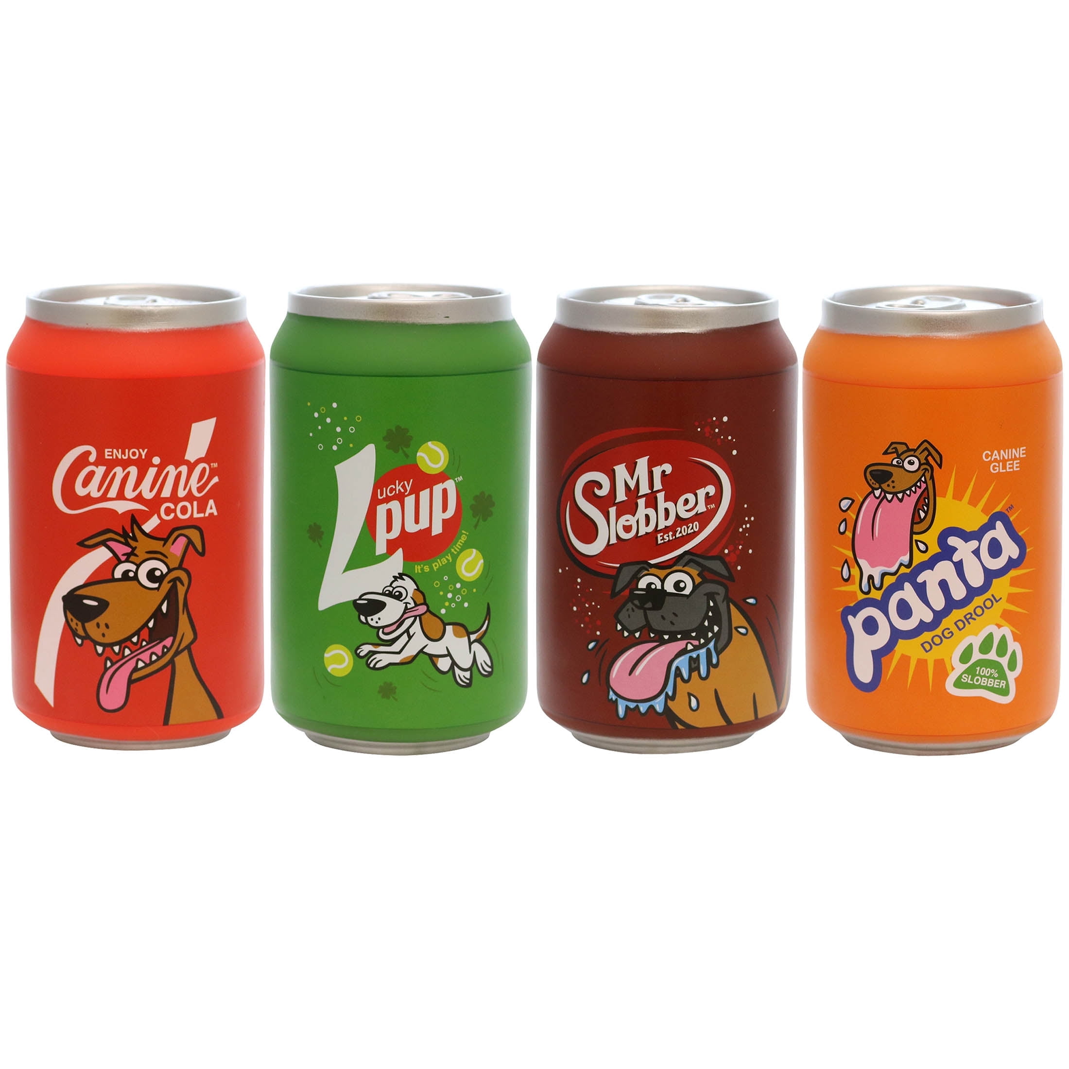 Silly Squeaker Soda Can Durable, Squeaky, 100% Vinyl 4-Pack Dog Toy