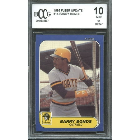 Fleer Barry Bonds - 1986 fleer update #14 BARRY BONDS pirates rookie card (CENTERED) BGS BCCG 10