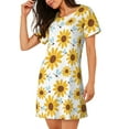 thumbnail image 2 of Naloa Sunflowers Print Women Nightgowns,Womens Loungewear,Short Sleeve Sleepwear,Comfy Ladies Nightdress, 2 of 6