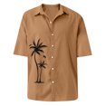 thumbnail image 4 of Inglocry Short Sleeve Shirts for Men Hawaiian Button Down Casual Summer Western Shirts Beach Solid Tshirts Collared Neck Tops Brown 3XL, 4 of 5