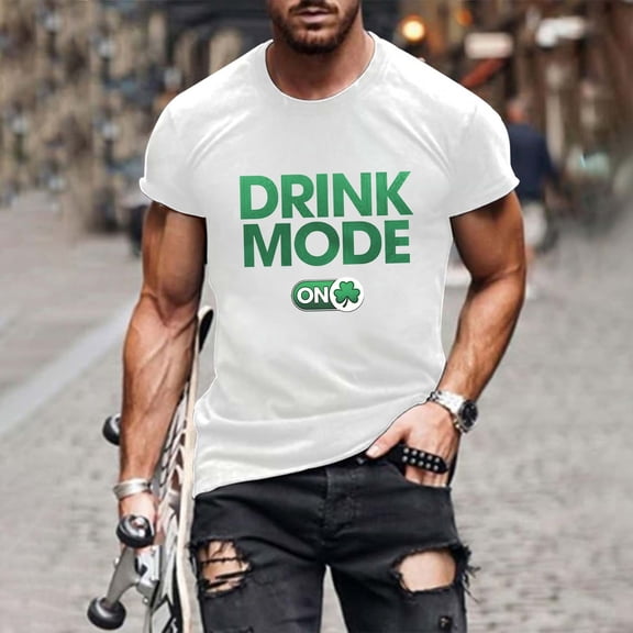 Goodtrade8 Men's St.Patrick's Green Big and Tall Printed Casual Short Sleeve Crew Neck Graphic T-Shirt