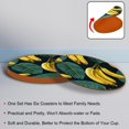 thumbnail image 4 of Banana 6pcs Round Microfiber Leather Coasters, 11x11 cm/4.3x4.3 in - Premium Table Drink Coasters Set for Home and Office, 4 of 6
