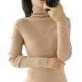 thumbnail image 2 of Jerséis para mujer, suéter tejido de cuello alto liso de otoño e invierno, manga larga Marrón xxl Yuyangstore Suéter de punto mujer, 2 of 4
