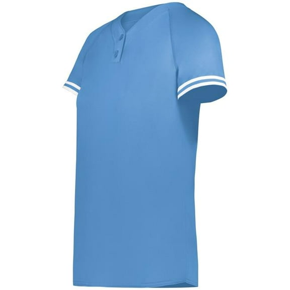 Augusta Sportswear 6917.293.2XL Ladies Cutter Plus Henley Jersey, Columbia Blue & White - 2XL