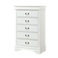 thumbnail image 4 of Benjara Vele 49 Inch Tall Dresser Chest, 5 Drawers, Brass Tone Metal, White Wood, 4 of 5
