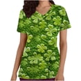 thumbnail image 1 of Fiudx Ofertas Flash Del Día Solo En Línea Blusa Informal de Manga Corta con Cuello En V para Mujer, Tops con Bolsillos, Estampados, a La Moda, 1 of 4