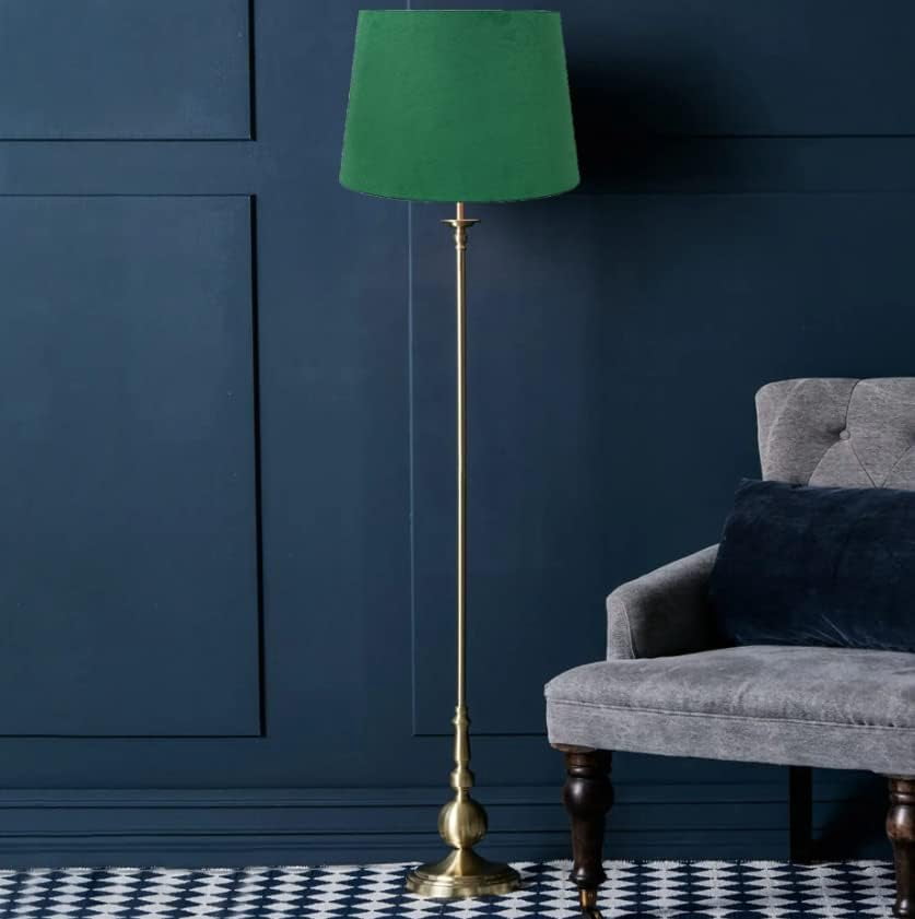 Urbanest Hardback Suede Drum Lampshade – 10" Top x 12" Bottom x 8.5" Slant Height – Kelly Green Tone – Spider Fitte- 1 Piece Suede Drum, Lampshade, , 12"