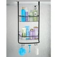 thumbnail image 2 of mDesign Stainless Steel 2-Tier Bath/Shower Over Door Caddy, Hooks - Matte Black, 2 of 6