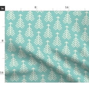 Arrows Tribal Geometric Turquoise Blue Cream Fabric Printed by Spoonflower BTY