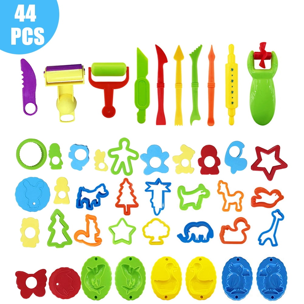 TEANOON 44 Pcs Dough Tool Kit & Clay Party Playset Includes Colorful