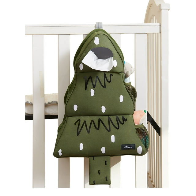 Sunveno Hanging Diaper Caddy Organizer Crib Nursing Organizer, Green Tree, 1pc