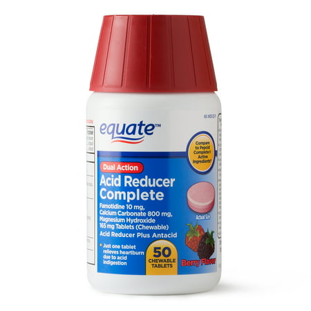Equate Acid Reducer Complete, Chewable Tablets, Berry, 50 Count