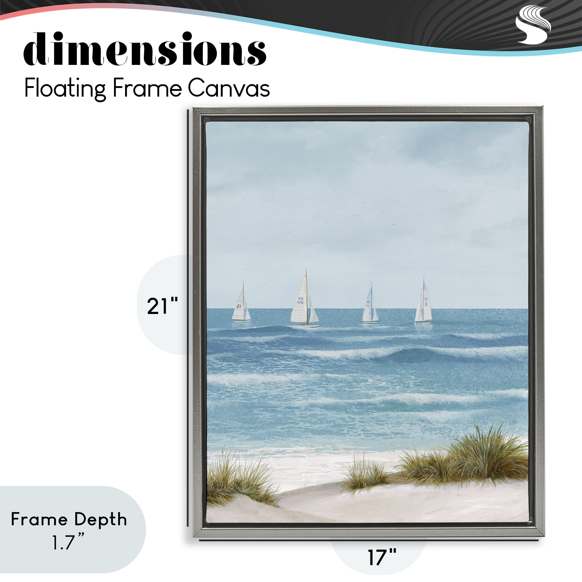 Stupell Industries Boats Sailing Away Gray Framed Floater Canvas Wall Art, design by Lorenzo Collective