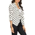 thumbnail image 2 of Women's Casual Open Front Polka Dot Roll Up Sleeve Blazer Jacket Made in USA, 2 of 5