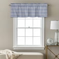 thumbnail image 3 of Navy Blue Striped Kitchen Curtain Valances for Windows Farmhouse Short Curtains, Farmhouse Striped Geometric Art Rod Pocket Valance Curtain for Bedroom Cafe Living Room 42"x18", 3 of 8