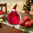 thumbnail image 3 of Christmas Velvet Drawstring Gift Bag, Red & Green Festive Pouch for Christmas Eve Presents, Candy & Holiday Decor (5.91×4.72×4.72in), 3 of 5