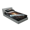 thumbnail image 2 of Ambesonne Space Fitted Sheet & Pillow Sham Set, Wold Stardust Scenery, Twinxl, Orange Grey, 2 of 2