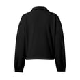 thumbnail image 4 of DHFJKG Women Hoodie Crop Coat Solid Color Zipper Stand Collar Elastic Waisted Oversized Long Sleeve Sweatshirt Cropped Jacket Soft Jackets, 4 of 6