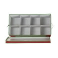 thumbnail image 6 of Household Essentials Holiday Figurine Storage Box, Windowed Storage with Lid, 8 Storage Compartments, Double Handles, Red with Green Trim, 6 of 9