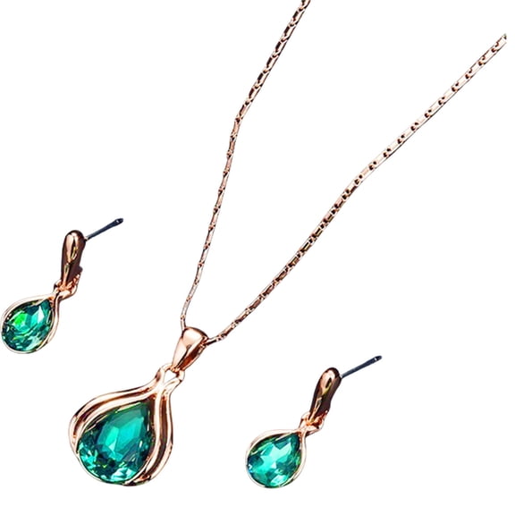 Fashionable Jewelry Set with Earrings and Necklace Water Drop Accessory for Her