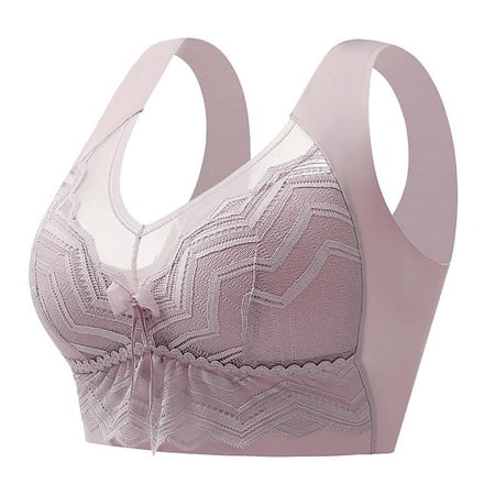 

RYRJJ Silky Smooth Bras for Women No Underwire Full Coverage Bralettes Plus Size Lace Seamless Comfort T-Shirt Bra(Pink 44)
