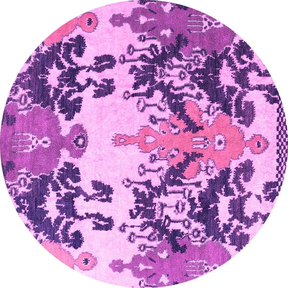 Ahgly Company Indoor Round Abstract Pink Modern Area Rugs, 6' Round