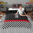 thumbnail image 2 of Erosebridal Racing Flag Twin Comforter Sets for Kids Boys, Monogrammed I Bedding Set, Black Reversible 2-Piece, 1 Comforter and 1 Pillowcase, 2 of 6