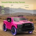 thumbnail image 6 of Xuanlur 24V 160W Licensed Dodge RAM 2500 Ride on Toy for Big Kids, 2 Seater Ride On Car with Remote Controll, Ride on Truck w/4-Wheel Suspension, Storage, Dual-Speed Modes, Soft Start & Stop (Pink), 6 of 7