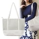 thumbnail image 1 of Bolsos de mano de mujer de gran capacidad, bolsas de hombro tipo Tote, cuero suave, Blanco, 1 of 6