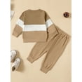 thumbnail image 4 of Wassery Toddler Boys Fall Outfits Long Sleeve Contrast Color Sweatshirts and Elastic Waist Long Pants 2Pcs Clothes Set, 4 of 9