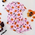 thumbnail image 4 of Womens Halloween Pajamas Pumpkin Printed Short Sleeve Button Down Lapel Shirts Loose Shorts Casual Comfy Loungewear Silk 2 Piece Satin Pajama Set for Women Pink XXL, 4 of 4