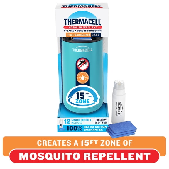 Thermacell Fuel-ZoneGuard Base Fuel Powered Mosquito Repeller with 12-Hr Refill; Glacial Blue